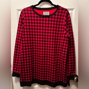 Lands' End Serious Sweats Red/Black Check Buffalo Plaid